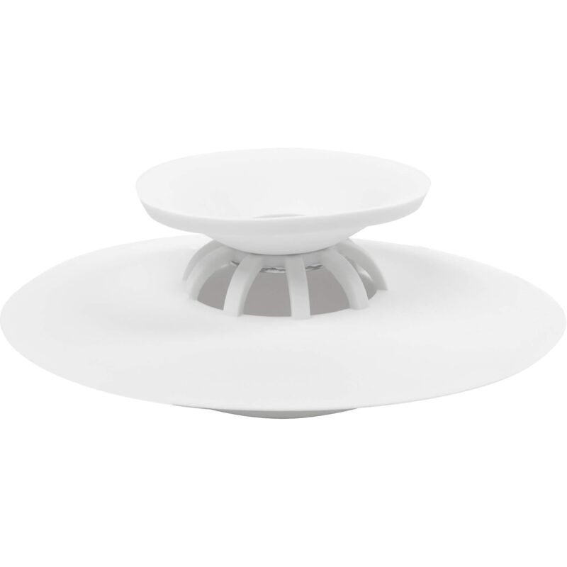 foto del prodotto sollbry drain stop, scarico vasca e doccia con funzione raccogli capelli, colore bianco, 10x10cm