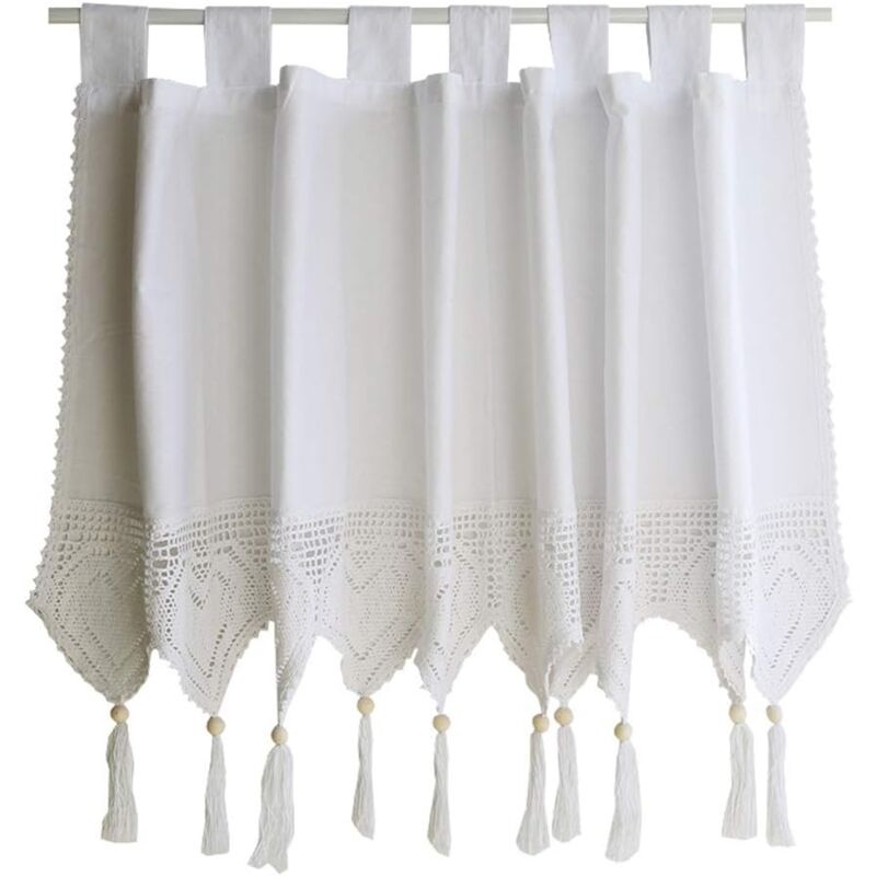 foto del prodotto sollbry elegante tenda a mantovana in cotone all uncinetto con nappa filtrante e linguetta superiore decorativa per soggiorno, sala da pranzo, bar,