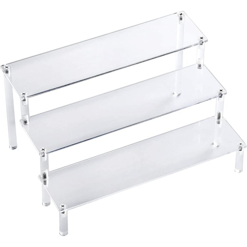 foto del prodotto sollbry espositore a 3 livelli in acrilico, espositore trasparente per scale, decorazione per collezione trasparente, espositore per statuette 20