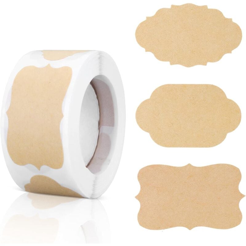 foto del prodotto sollbry etichette adesive in carta kraft 250 pezzi , etichette regalo, etichette regalo, etichette per bottiglie natalizie, etichette per barattoli