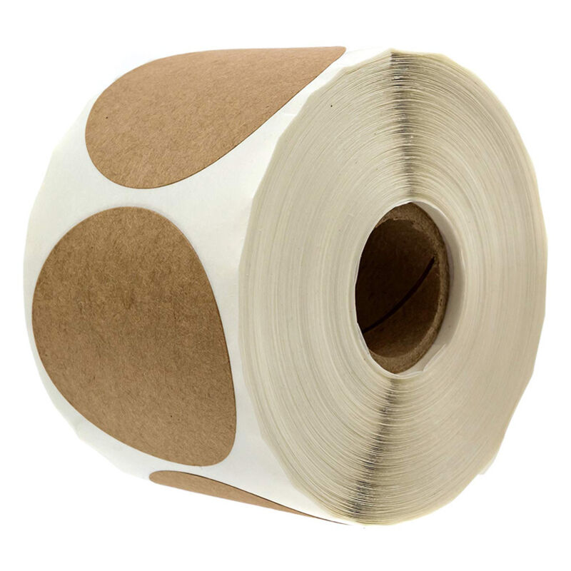 foto del prodotto sollbry etichette autoadesive rotonde da 3,8 cm 1,5 in carta kraft per cottura e congelatore, etichette adesive vuote di ringraziamento per buste