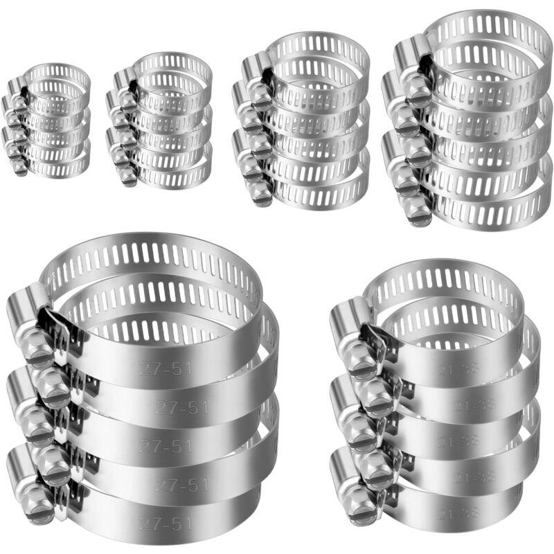 foto del prodotto sollbry fascetta stringitubo, 30 fascette stringitubo in acciaio inox 304, regolabili da 6 a 51 mm, fascette stringitubo in metallo, fascetta