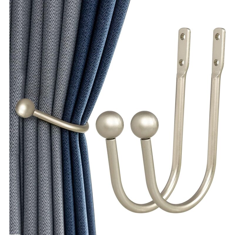 foto del prodotto sollbry fermatende, confezione da 2 fermatende da parete con viti, supporto per tenda decorativo in metallo resistente per finestra, gancio per