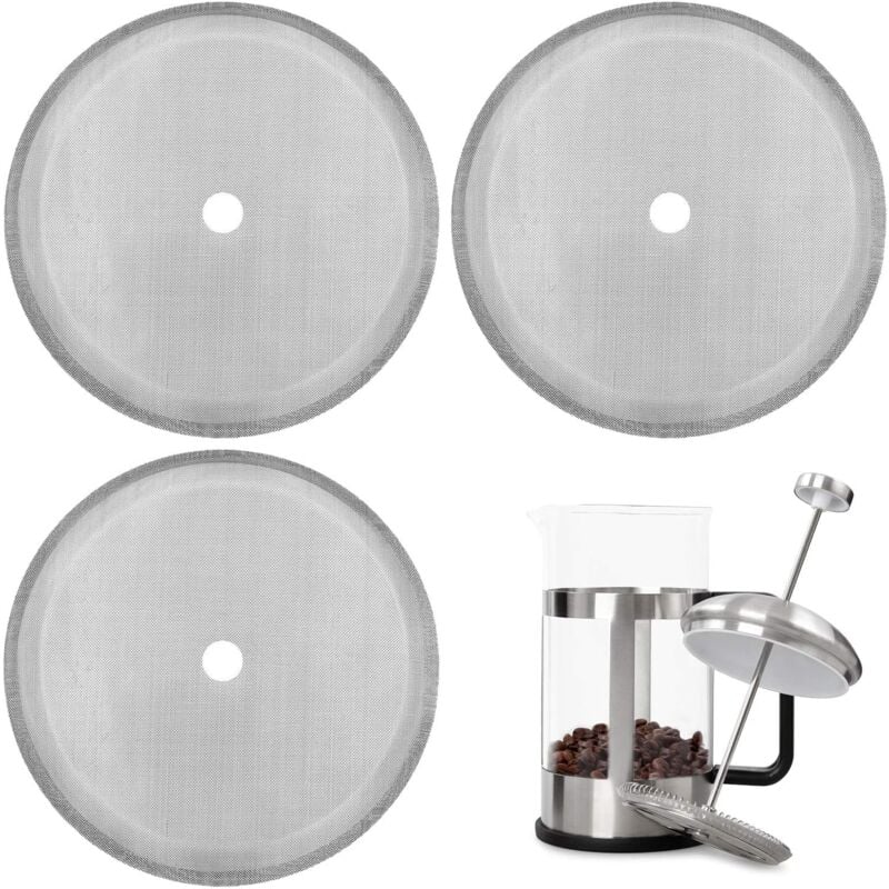 foto del prodotto sollbry filtri di ricambio per pressa francese da 4 pollici, riutilizzabili, in acciaio inossidabile, per 8 tazze 34 oz 1000 ml di caff con pressa