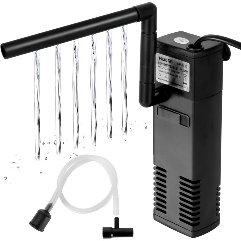 foto del prodotto sollbry filtro per acquario, flusso d acqua 3w 300l h, filtro interno per acquario, pompa filtro per acquario da 40l con spugne filtranti per pesci