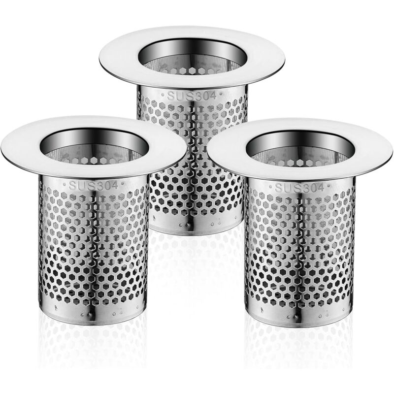 foto del prodotto sollbry filtro per capelli da doccia, 3 pezzi in acciaio inox per lavandino del bagno, filtro per lavandino da 5,5 5 cm per balcone, filtro per