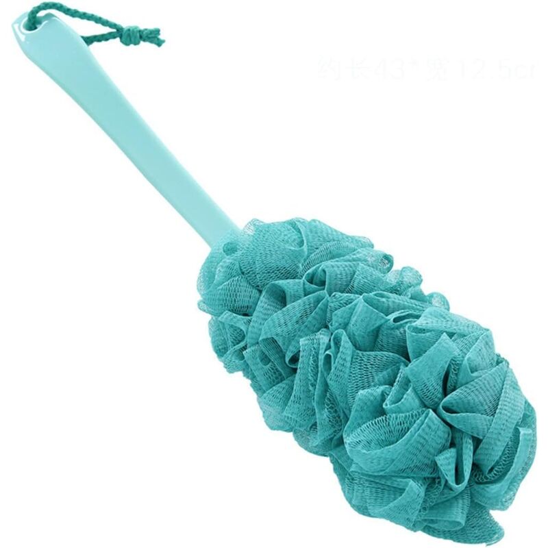 foto del prodotto sollbry fiore da doccia con manico lungo, spazzola da bagno sospesa, spazzola per la schiena sospesa, spugna da bagno resistente, spazzola da