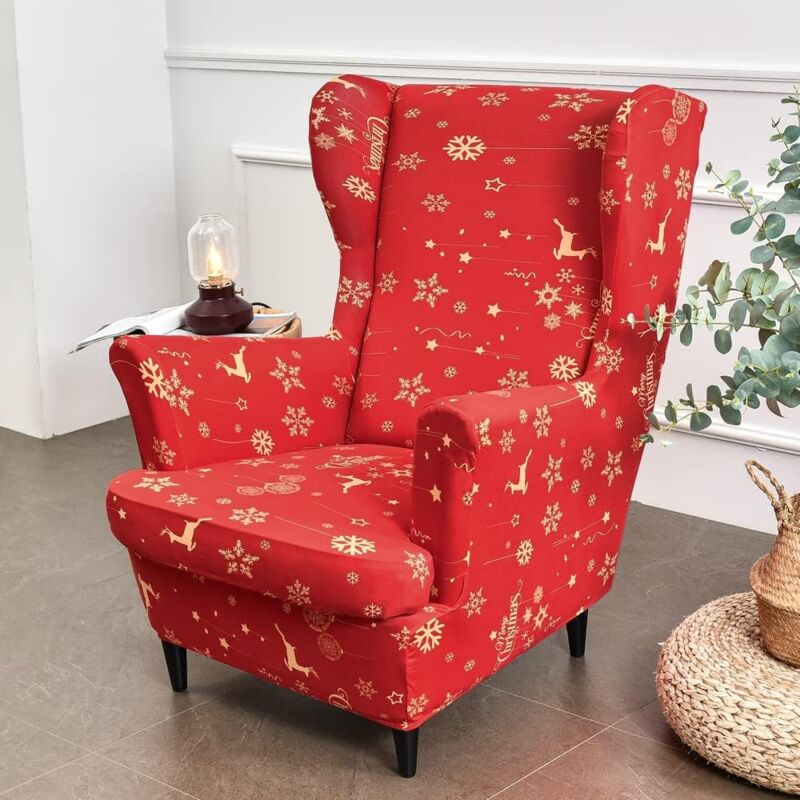 foto del prodotto sollbry fodera per poltrona con schienale alto elasticizzato, 2 pezzi, con cuscino a t, design alla moda strandmon, fodera per poltrona antiscivolo