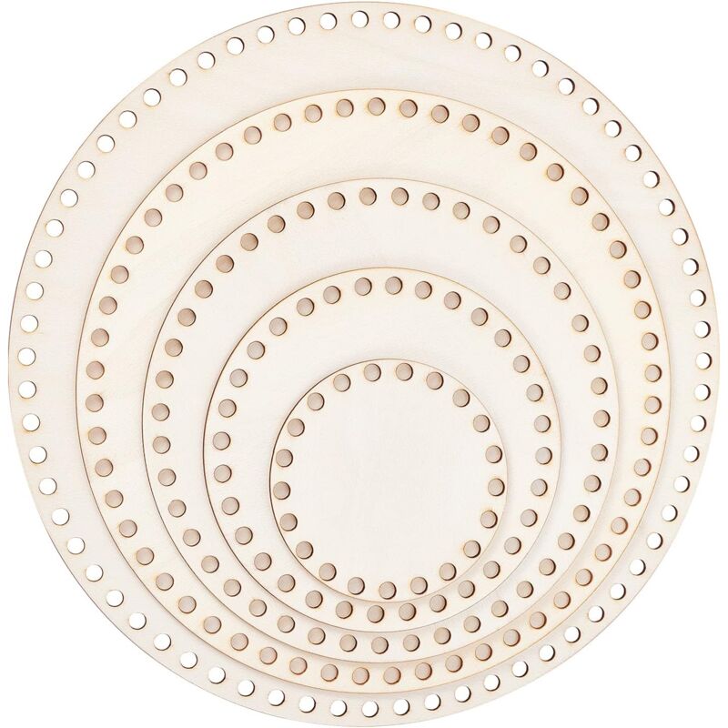 foto del prodotto sollbry fondo per cestino in legno naturale in 5 misure, base in legno per cestino all uncinetto circolare per cesteria, diametro 10 15 20 25 30 cm