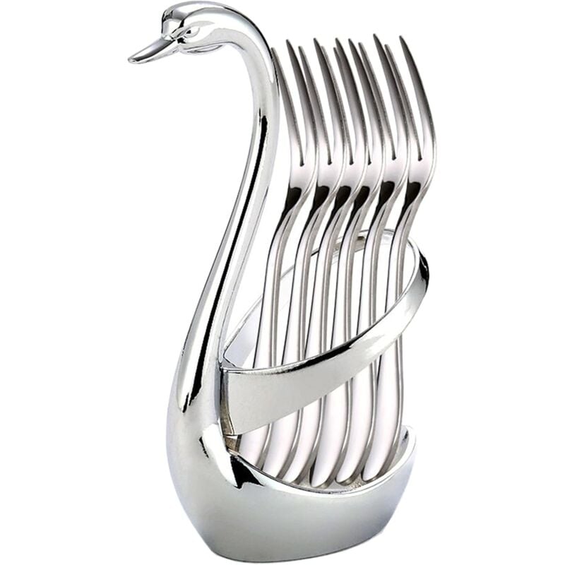 foto del prodotto sollbry forchette da frutta swan, set di stoviglie per verdure in acciaio inossidabile, forchette da dessert, forchette da torta, stile bistrot,