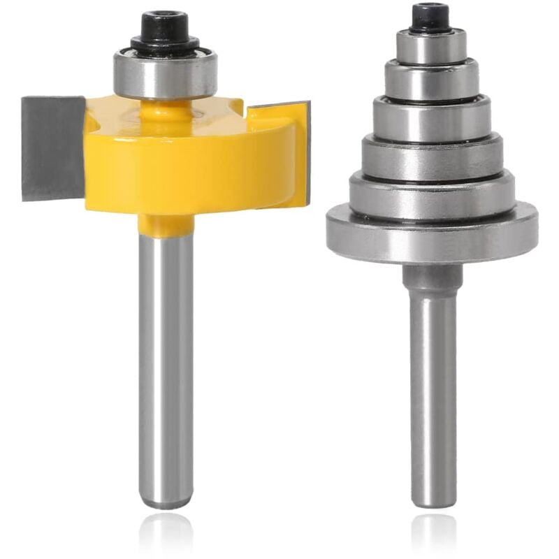 foto del prodotto sollbry fresa per scanalature, gambo da 8 mm, fresa per scanalature per lavorazione del legno, fresa per scanalature a battuta con 6 cuscinetti