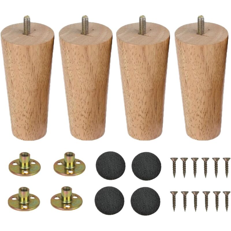 foto del prodotto sollbry gambe per mobili in legno, gambe per tavolo, 4 pezzi, gambe per tavolo in legno massello conico, gambe per divano, gambe di ricambio per