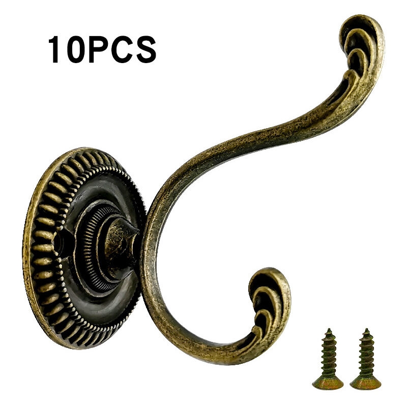 foto del prodotto sollbry ganci appendiabiti da parete vintage europei in lega di rame per bagno e cucina, ganci per cappelli in metallo, antichi, 10 pezzi