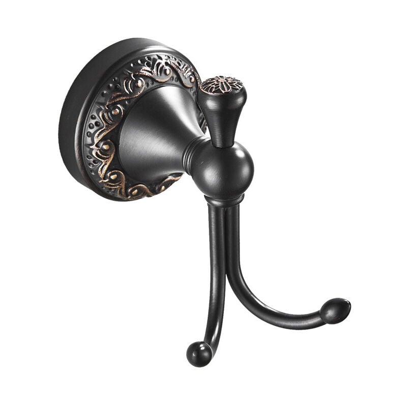 foto del prodotto sollbry ganci appendiabiti doppi in bronzo oliato, ganci appendiabiti doppi neri anticati, attaccapanni retr in ottone, accessori da bagno