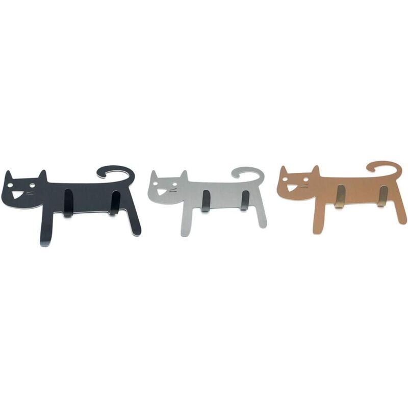 foto del prodotto sollbry ganci autoadesivi per asciugamani, accappatoio, 2 ganci, decorazione creativa a forma di gatto, ganci da parete in acciaio inossidabile