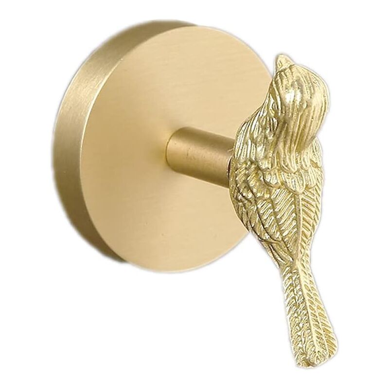 foto del prodotto sollbry ganci da parete a forma di uccello in ottone spazzolato dorato per asciugamani, accappatoi, bagni, cucine, chiavi, cappelli, cappotti.