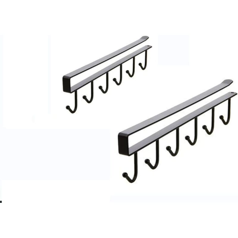 foto del prodotto sollbry ganci multiuso sottopensile, 6 ganci per utensili da cucina, organizer per armadio, organizer per cassettiera, portabicchieri per bar, adatto