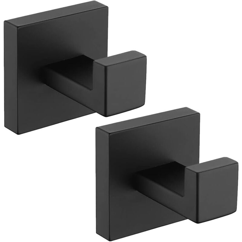 foto del prodotto sollbry ganci per asciugamani da bagno, ganci per accappatoio e cappotti neri opachi, robusti, quadrati, per bagno, cucina e garage, in acciaio