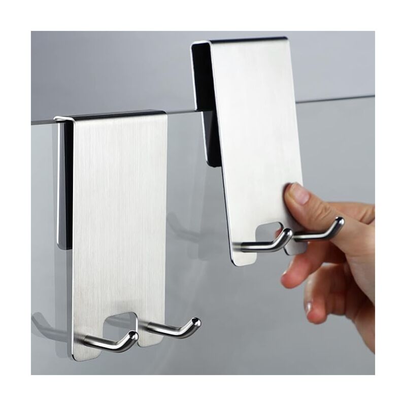 foto del prodotto sollbry ganci per doccia 2 pezzi, ganci da parete per box doccia, ganci per asciugamani senza foratura, ganci per porta del bagno, adatti a vetri