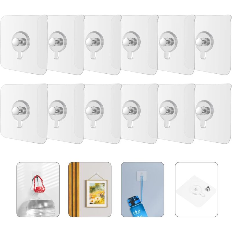 foto del prodotto sollbry ganci per quadri senza foratura, 32 ganci adesivi per quadri, linguette per ganci, ganci da parete per appendere cornici e quadri