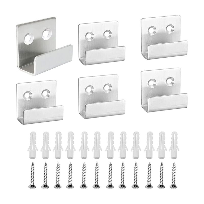 foto del prodotto sollbry ganci per specchi in acciaio inossidabile, ganci da parete resistenti in argento, ganci per piastrelle da parete, con 12 viti fisse, per