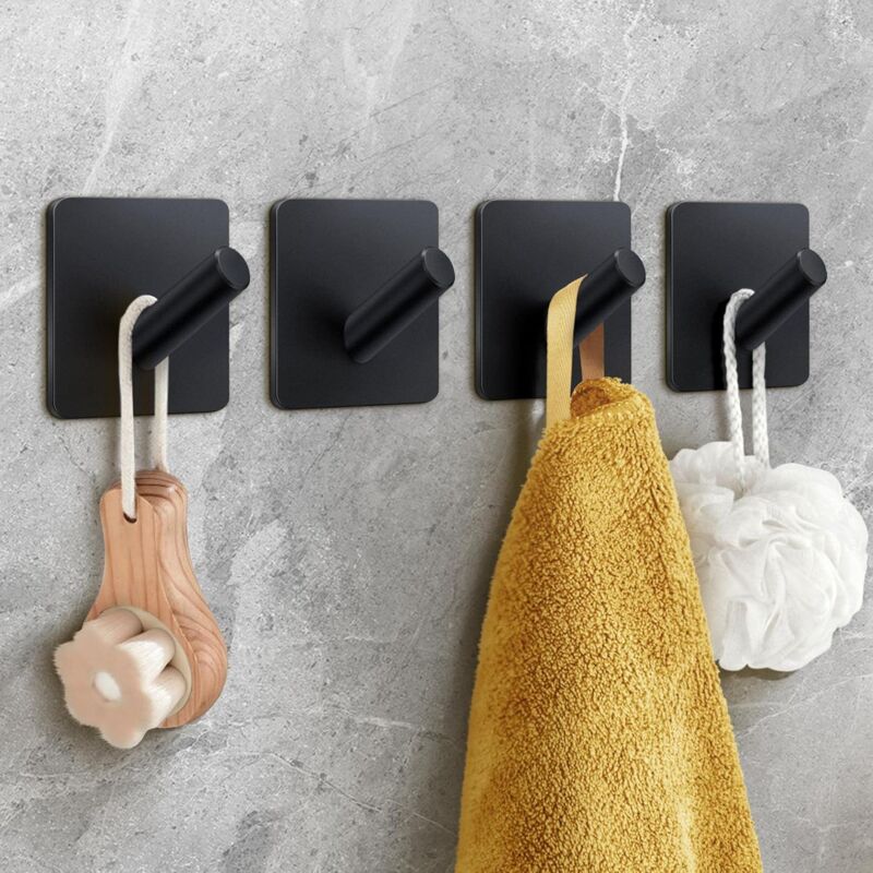 foto del prodotto sollbry gancio adesivo resistente, confezione da 4 ganci per asciugamani da bagno, gancio adesivo da parete per bagno cappotto accappatoio cucina,