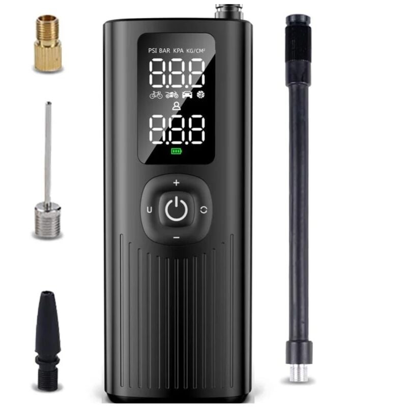 foto del prodotto sollbry gonfiatore per pneumatici auto senza fili, mini compressore d aria portatile con display lcd digitale, luce led, 5 modalit di gonfiaggio