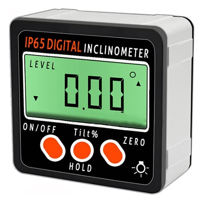 foto del prodotto sollbry goniometro digitale con livello angolare, inclinometro, impermeabile ip65, con base magnetica a v 0360 gradi