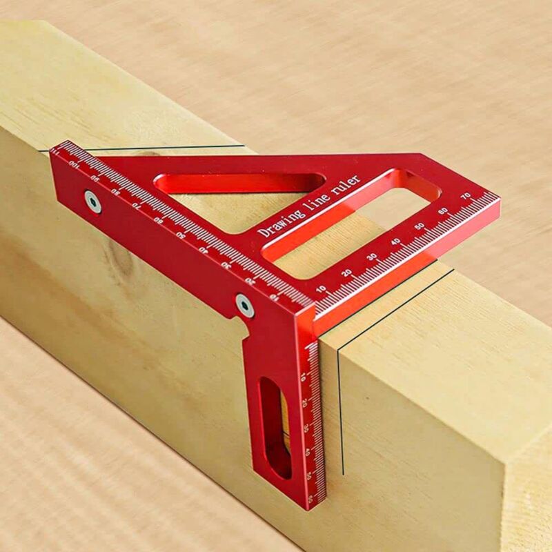foto del prodotto sollbry goniometro quadrato per lavorazione del legno, squadra in alluminio 3d da 45 90 gradi, squadra da carpentiere 3d, righello di misurazione