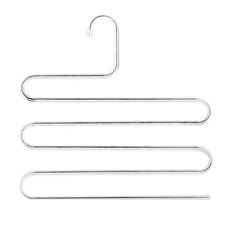 foto del prodotto sollbry grucce per pantaloni antiscivolo a forma di s, in acciaio inox, organizer per pantaloni, jeans, sciarpe 1 confezione 