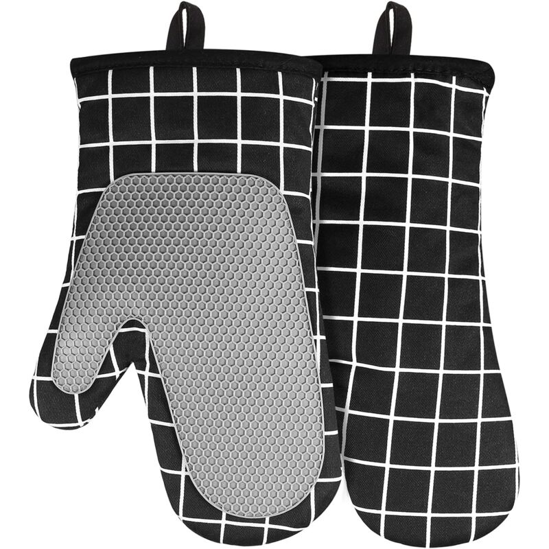 foto del prodotto sollbry guanti da forno, guanti da cucina in silicone resistenti al calore, in cotone e antiscivolo, guanti da barbecue resistenti al calore con