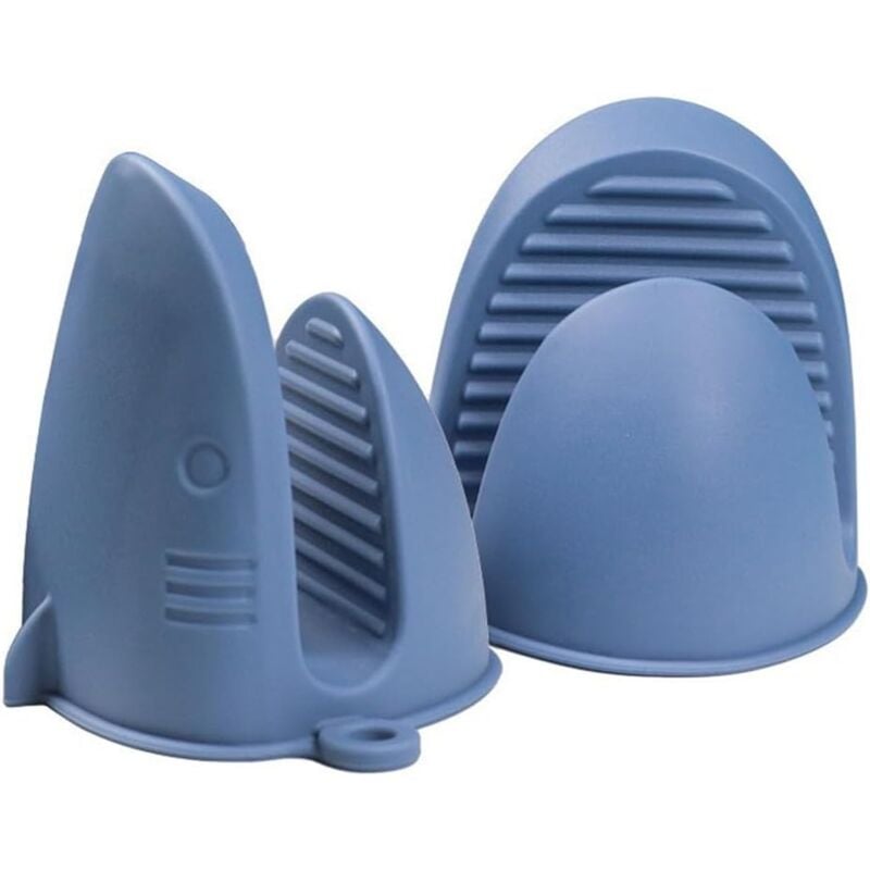 foto del prodotto sollbry guanti da forno in silicone resistenti al calore, antiscivolo, impermeabili, perfetti per cucinare e cuocere al forno, barbecue blu scuro 