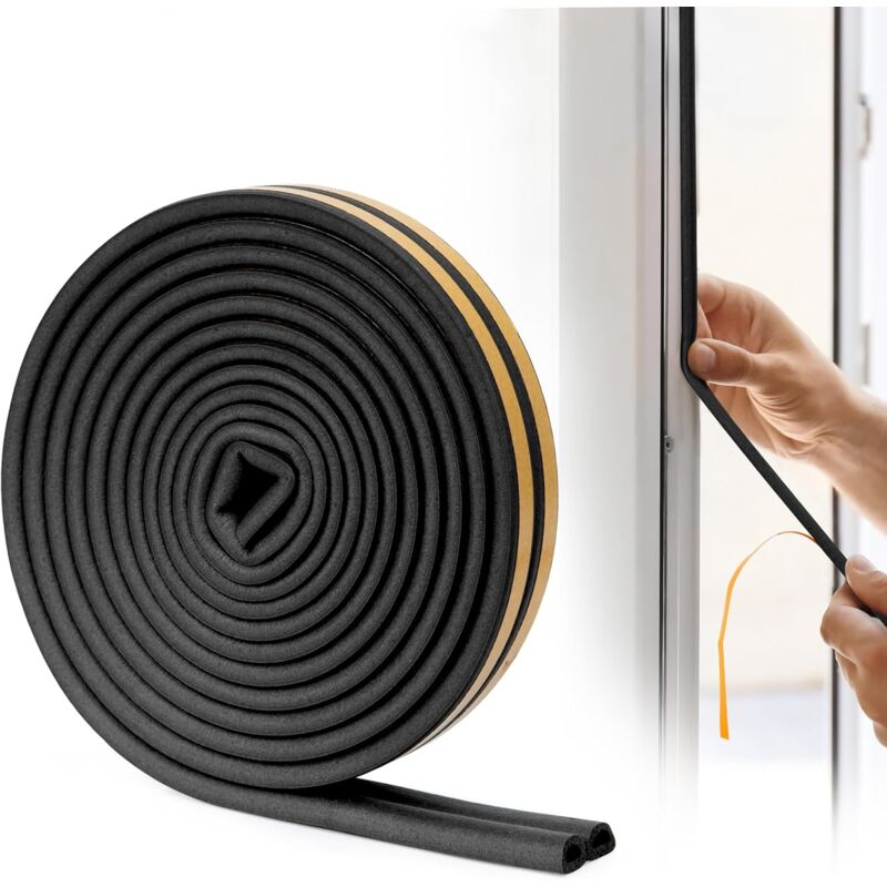 foto del prodotto sollbry guarnizione a d, sigillante per porte e finestre con forte adesione, isolante acustico e resistente alle intemperie, 6 metri nero 