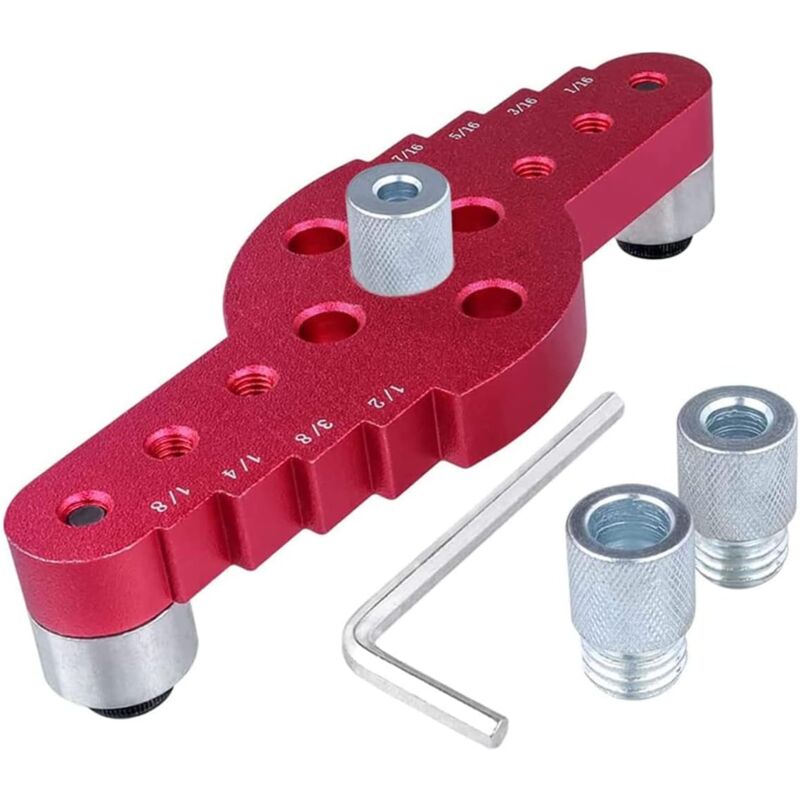 foto del prodotto sollbry guida di foratura per legno 2 in 1, dispositivo di foratura per tasselli verticali, localizzatore di fori per legno con boccola per