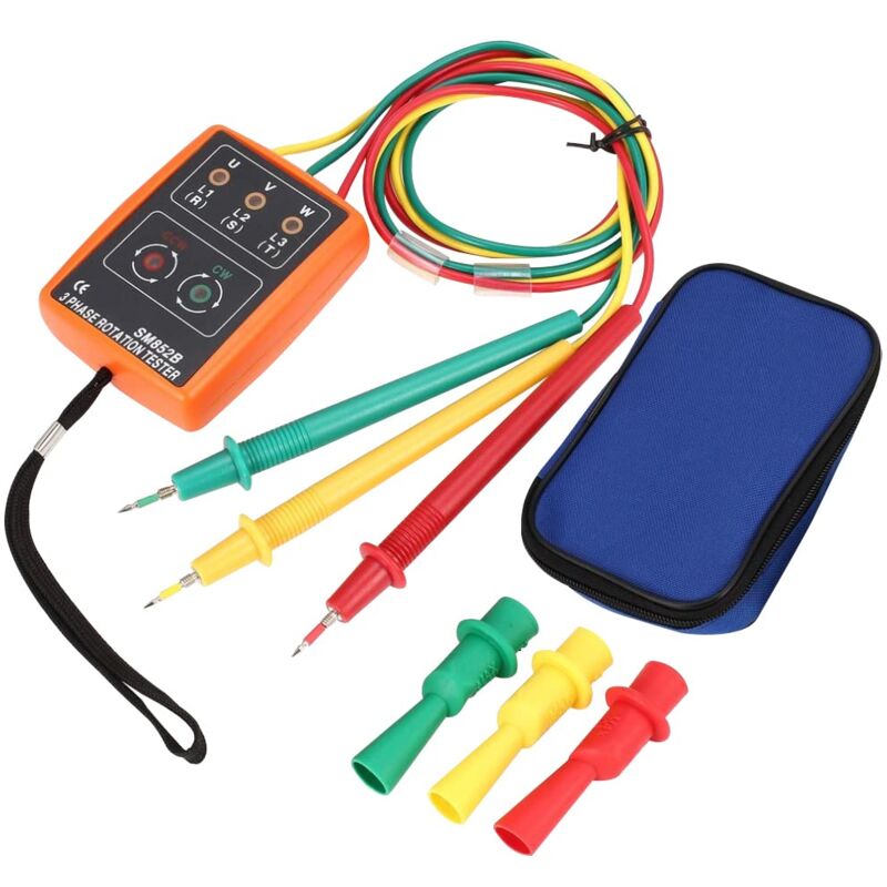foto del prodotto sollbry indicatore di test di rotazione trifase, indicatore di test di rotazione della sequenza trifase, tester di rotazione sm 852b 60 v 600 v ca