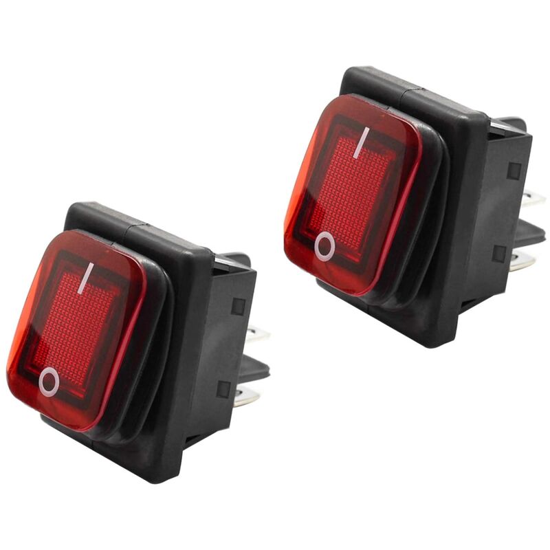foto del prodotto sollbry interruttore a bilanciere 2 pezzi interruttore a bilanciere on off 4 terminali luce rossa 16a 250vac copertura impermeabile spst per auto