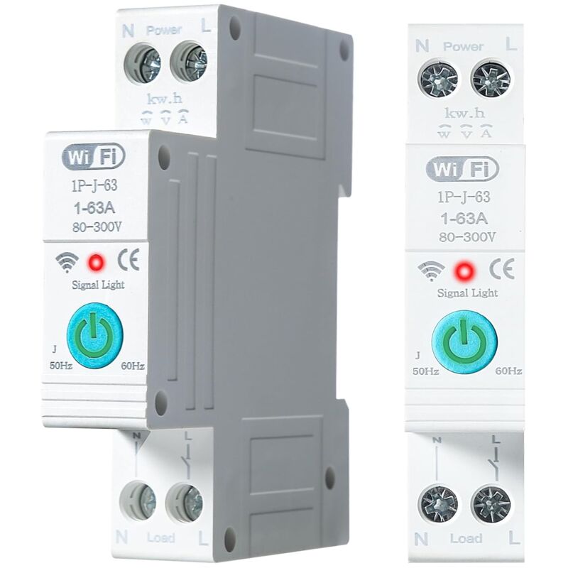 foto del prodotto sollbry interruttore automatico wifi din rail smart energy monitor meter 1p 63a interruttore automatico connesso wifi interruttore wifi