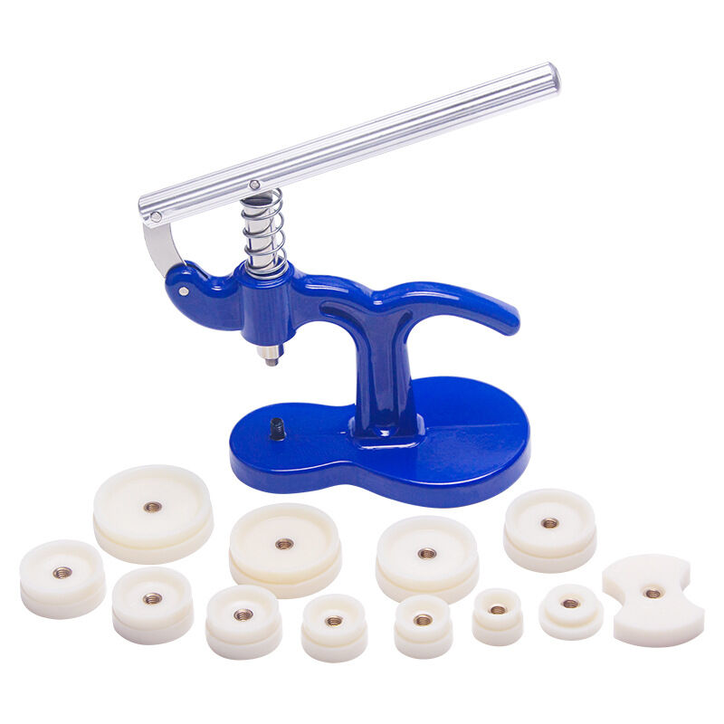 foto del prodotto sollbry kit completo 13 pezzi compatibile con la riparazione degli orologi, con staffa pressa per orologiaio e 12 tacchetti inclusi