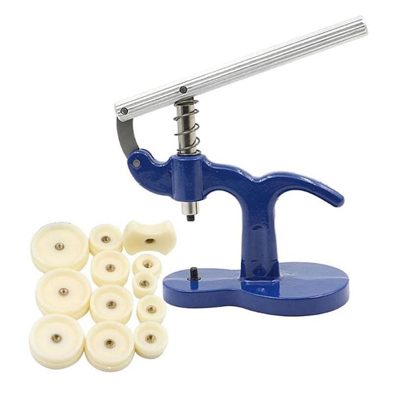 foto del prodotto sollbry kit completo 13 pezzi compatibile con la riparazione degli orologi, con staffa pressa per orologiaio e 12 tacchetti inclusi