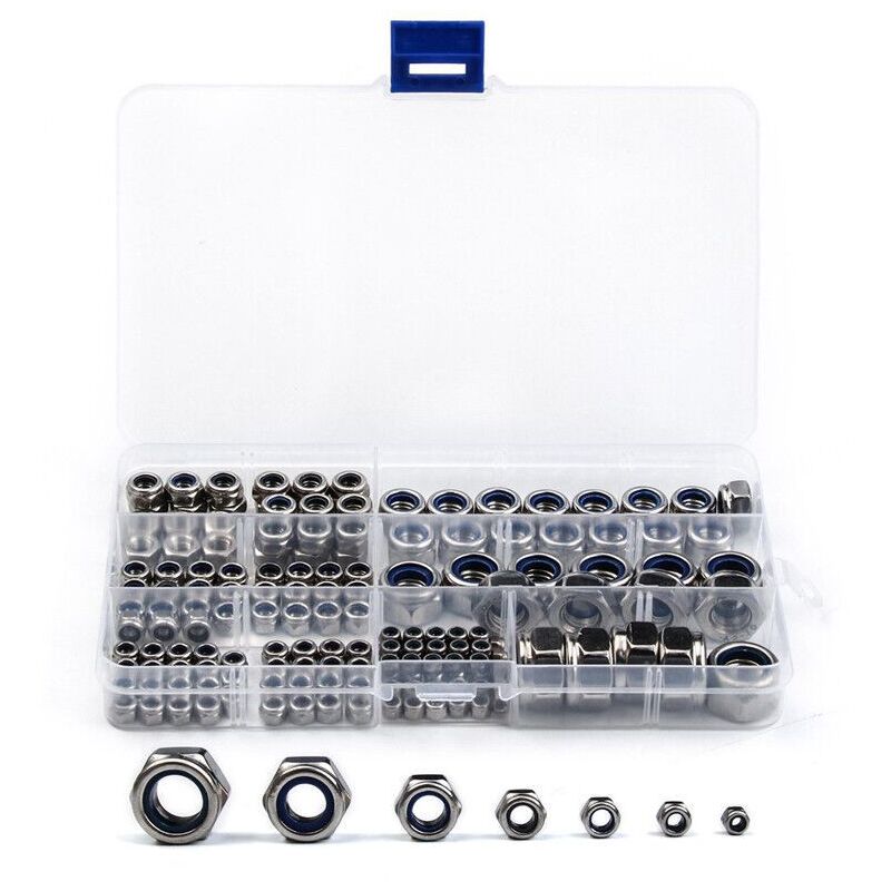 foto del prodotto sollbry kit dadi autobloccanti esagonali filettati in acciaio inossidabile m3 m4 m6 m8 m10 m12, 170 pezzi