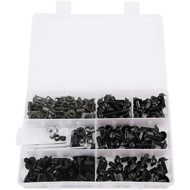 foto del prodotto sollbry kit di bulloni per carenatura da 198 pezzi, kit di bulloni per carenatura universale per moto, viti, elementi di fissaggio, kit di
