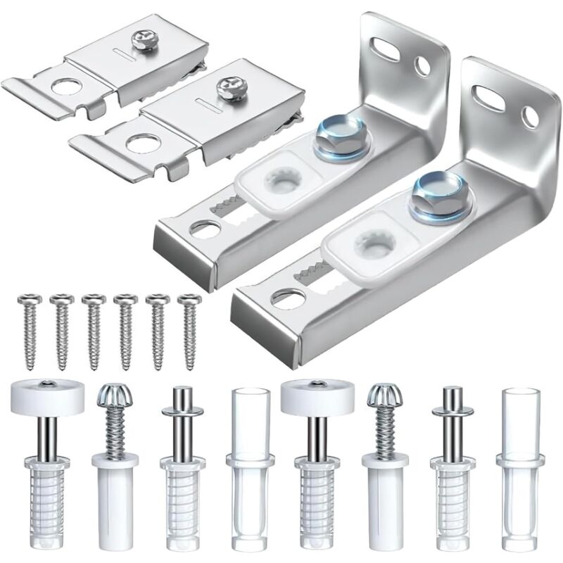 foto del prodotto sollbry kit di ferramenta per porte scorrevoli da 2 pezzi, parti di ricambio per porte pieghevoli, include perni superiori e inferiori, staffa e