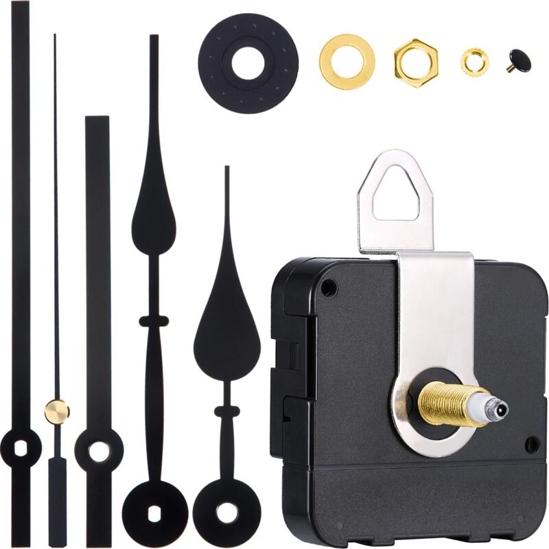 foto del prodotto sollbry kit di meccanismo per orologio al quarzo da parete con albero lungo ad alta coppia, meccanismo per orologio da parete con 2 paia di