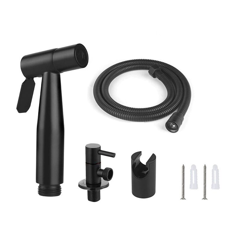 foto del prodotto sollbry kit doccia per wc, tubo flessibile da 1,5 m e supporto, adattatori g1 2, nero