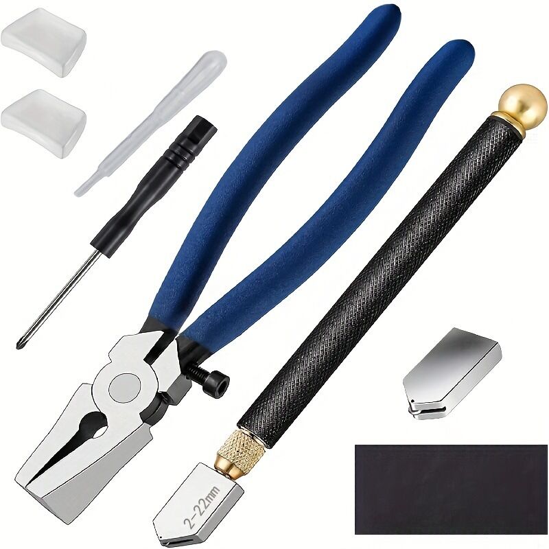 foto del prodotto sollbry kit tagliavetro forniture per vetrate artistiche con pinze per vetro resistenti e utensili tagliavetro a matita utensile professionale per