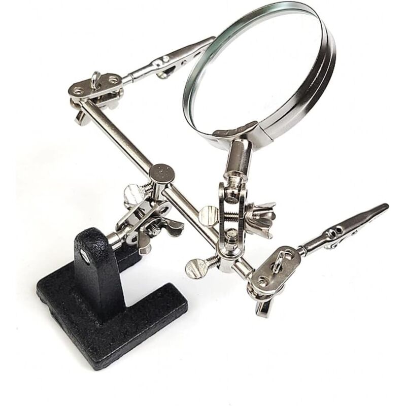 foto del prodotto sollbry lente d ingrandimento a mani libere con clip a coccodrillo lente d ingrandimento 5x, terza mano per saldatura e creazione di gioielli