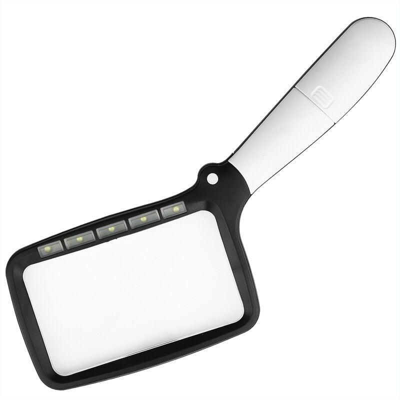 foto del prodotto sollbry lente d ingrandimento illuminata da lettura, lente d ingrandimento illuminata 3x con 5 luci led portatile ideale per anziani, bambini,