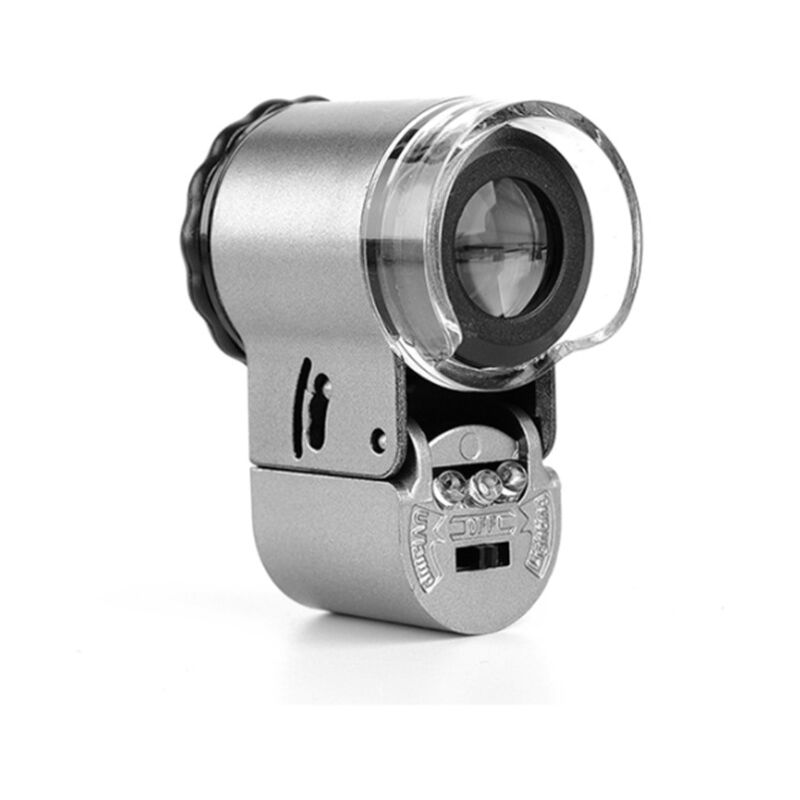 foto del prodotto sollbry lente d ingrandimento pieghevole in metallo 50x per gioiellieri con led e luce uv, lente d ingrandimento portatile per l ispezione di
