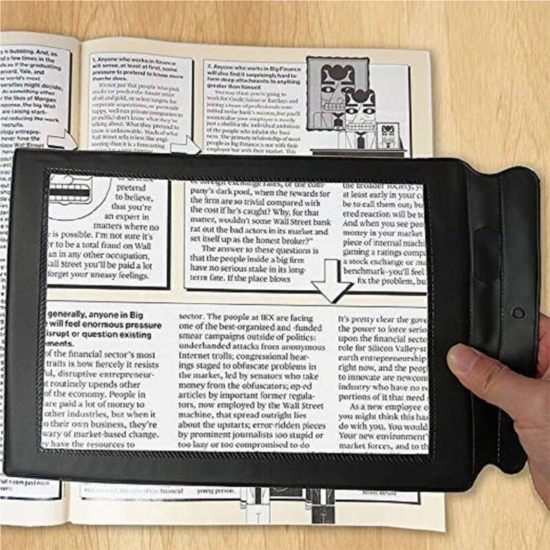 foto del prodotto sollbry lente d ingrandimento portatile rettangolare in plastica per la lettura di pagine intere in formato a4 3x, per anziani con problemi di
