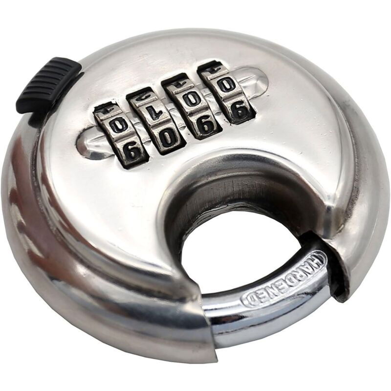 foto del prodotto sollbry lucchetto a disco da 70 mm, combinazione a 4 posizioni, in acciaio inox 304 lucchetto multifunzione ad alta sicurezza e resistenza, in